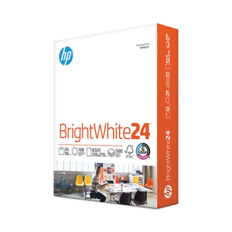 Brightwhite24 Paper, 100 Bright, 24 lb Bond Weight, 8.5 x 11, Bright White, 500/Ream - Copy Paper | HP Papers