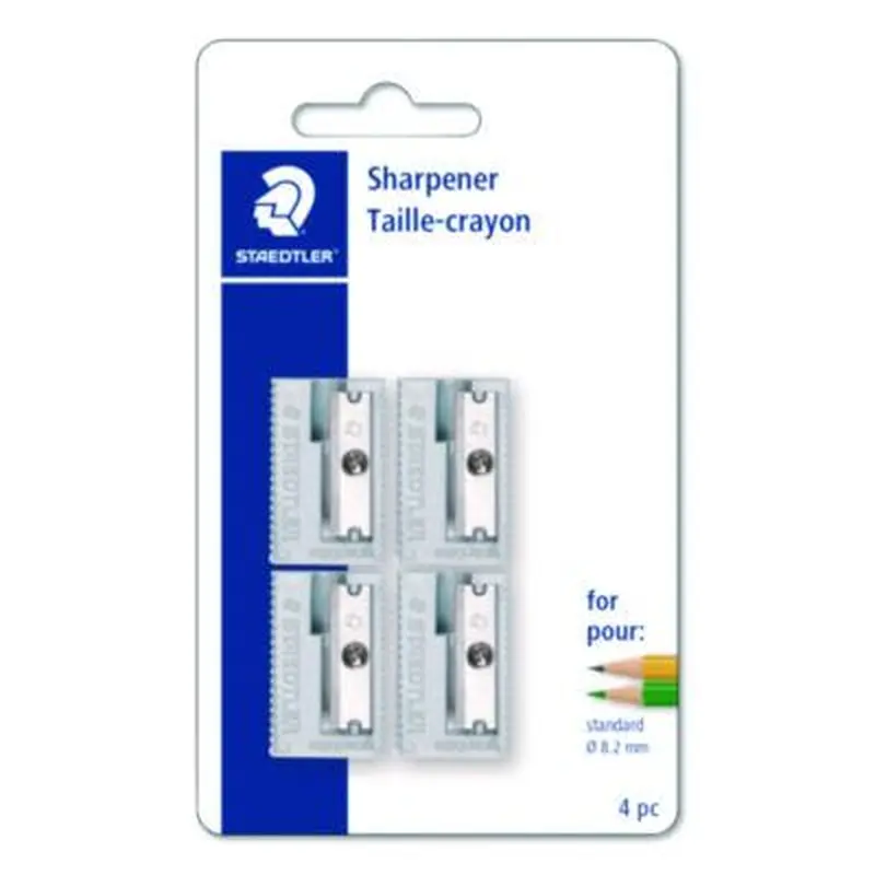 Handheld Manual Pencil Sharpener, 2.95 x 4.72 x 0.79, Gray/Silver, 4/Pack - Pencil & Crayon Sharpeners | Staedtler