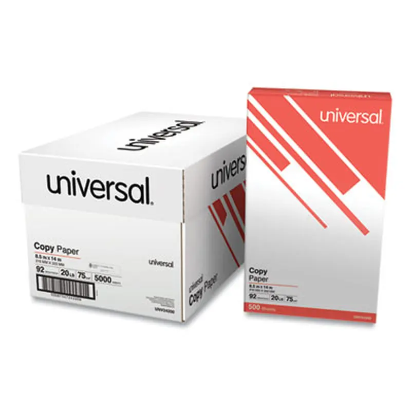 Legal Size Copy Paper, 92 Bright, 20 lb Bond Weight, 8.5 x 14, White, 500 Sheets/Ream, 10 Reams/Carton - Copy Paper | Universal
