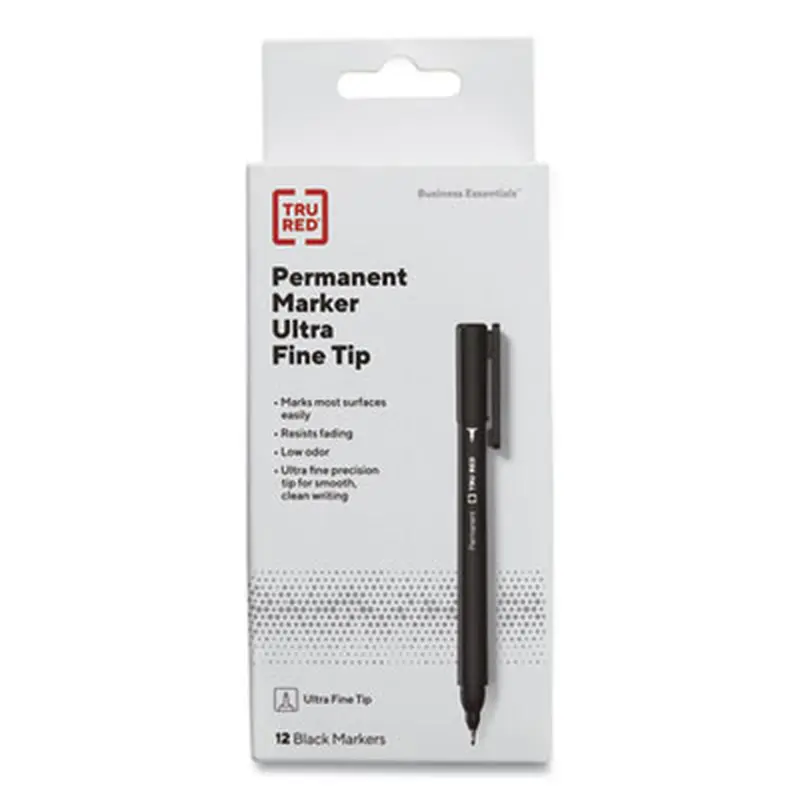 Permanent Marker, Tank-Style, Medium Chisel Tip, Black, 5/Pack - Markers | TRU RED