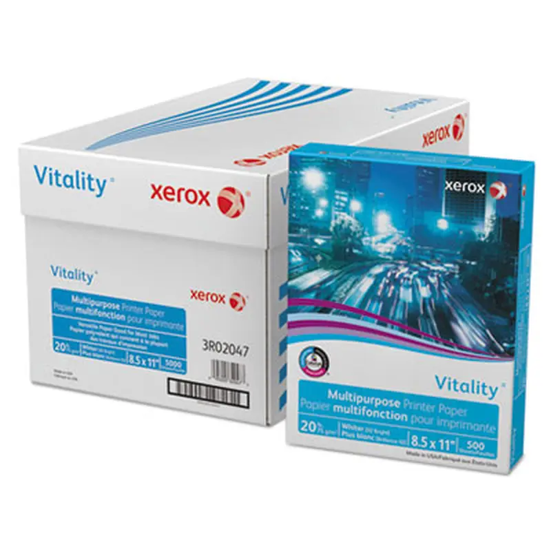 Vitality Multipurpose Print Paper, 92 Bright, 20 lb Bond Weight, 8.5 x 11, White, 500 Sheets/Ream, 10 Reams/Carton - Copy Paper | xerox