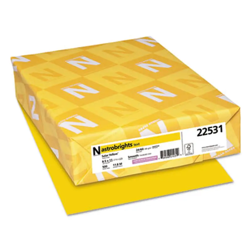 Color Paper, 24 lb Bond Weight, 8.5 x 11, Solar Yellow, 500/Ream - Copy Paper | Astrobrights
