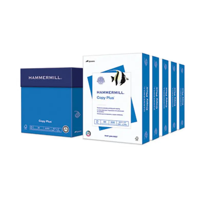 Copy Plus Print Paper, 92 Bright, 20 lb Bond Weight, 8.5 x 11, White, 500 Sheets/Ream, 5 Reams/Carton - Copy Paper | Hammermill