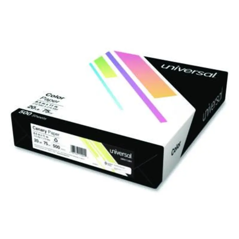 Deluxe Colored Paper, 20 lb Bond Weight, 8.5 x 11, Canary, 500/Ream - Copy Paper | Universal