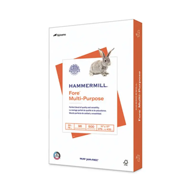 Fore Multipurpose Print Paper, 96 Bright, 20 lb Bond Weight, 11 x 17, White, 500/Ream - Copy Paper | Hammermill