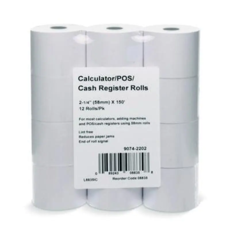 Impact Bond Paper Rolls, 2.25" x 150 ft, White, 12/Pack - Roll Paper | Iconex