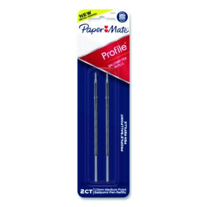 Refill for Paper Mate Profile Ballpoint Pens, Medium 1 mm Conical Tip, Black Ink, 2/Pack - Pen & Marker Refills | Paper Mate