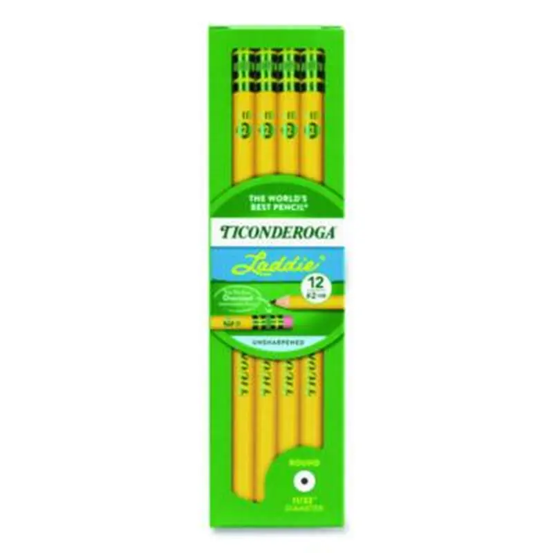 Ticonderoga Laddie Woodcase Pencil with Microban, HB (#2), Black Lead, Yellow Barrel, 12/Pack - Pencils | Dixon