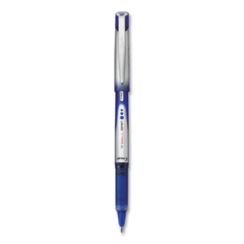 VBall Grip Liquid Ink Rollerball Pen, Stick, Fine 0.7 mm, Blue Ink, Blue/Silver Barrel, Dozen - Pens | Pilot