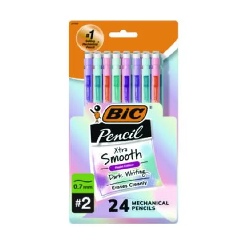 Xtra-Smooth Pastel Edition Mechanical Pencils, 0.7 mm, HB (#2), Black Lead, Assorted Barrel Colors, 24/Pack - Pencils | BIC