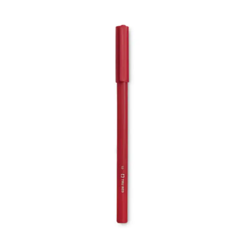 Ballpoint Pen, Stick, Medium 1 mm, Red Ink, Red Barrel, Dozen - Pens | TRU RED