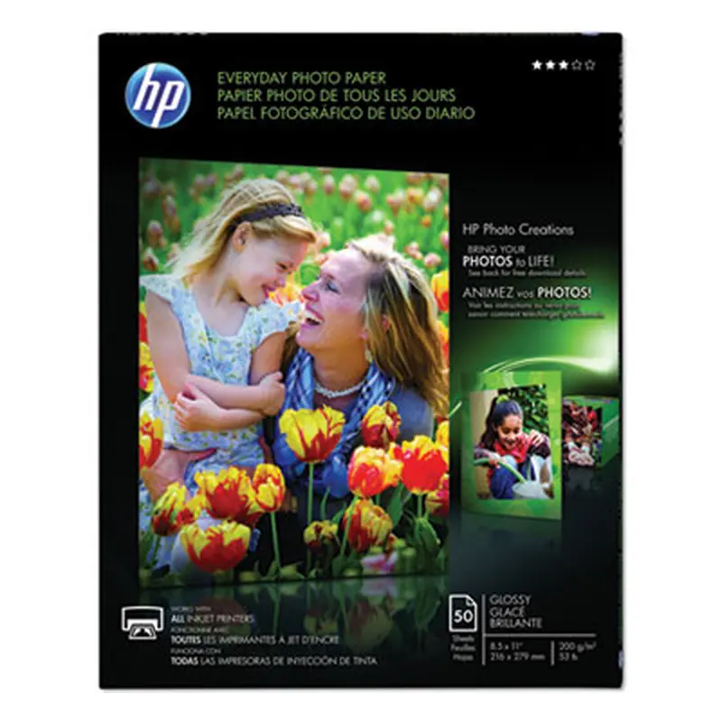 Everyday Photo Paper, 8 mil, 8.5 x 11, Glossy White, 50/Pack - Photo Print Paper | HP
