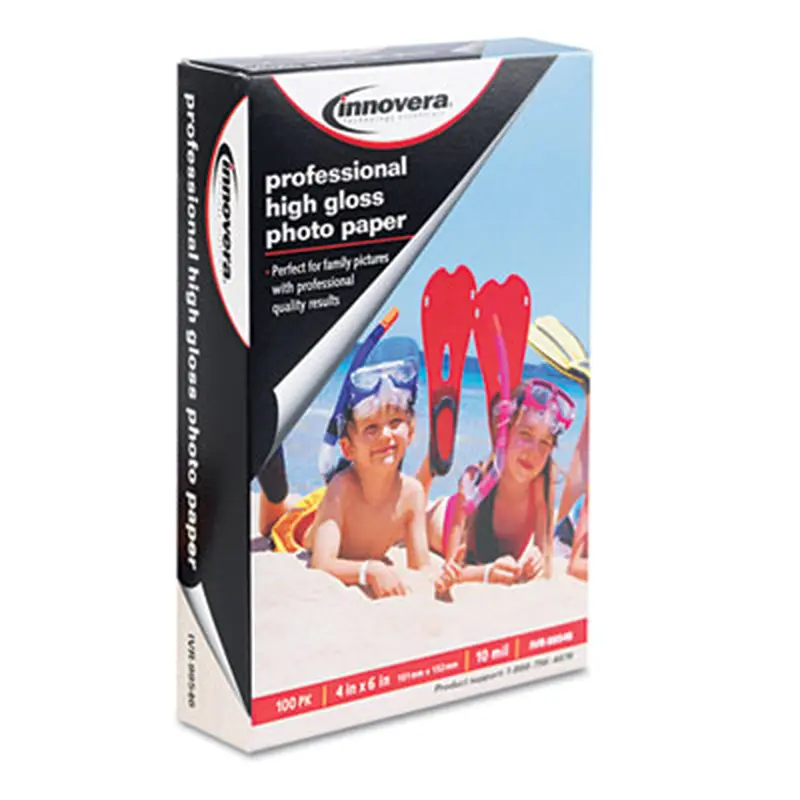 High-Gloss Photo Paper, 10 mil, 4 x 6, High-Gloss White, 100/Pack - Photo Print Paper | Innovera