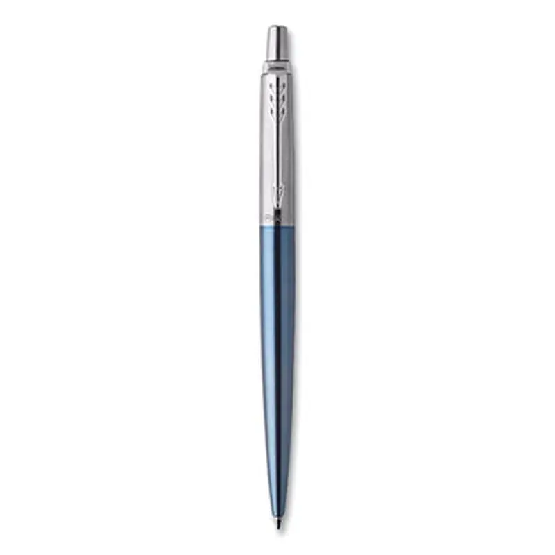 Jotter Ballpoint Pen, Retractable, Medium 0.7 mm, Blue Ink, Waterloo Blue/Chrome Barrel - Pens | Parker