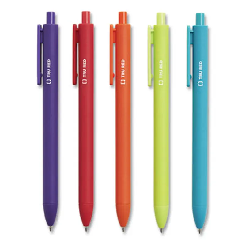 Quick Dry Gel Pen, Retractable, Medium 0.7 mm, Assorted Ink and Barrel Colors, 5/Pack - Pens | TRU RED