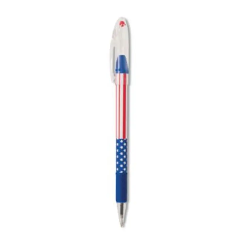 R.S.V.P. Stars and Stripes Ballpoint Pen, Stick, Fine 0.7 mm, Black Ink, Red/White/Blue Barrel, 5/Pack - Pens | Pentel