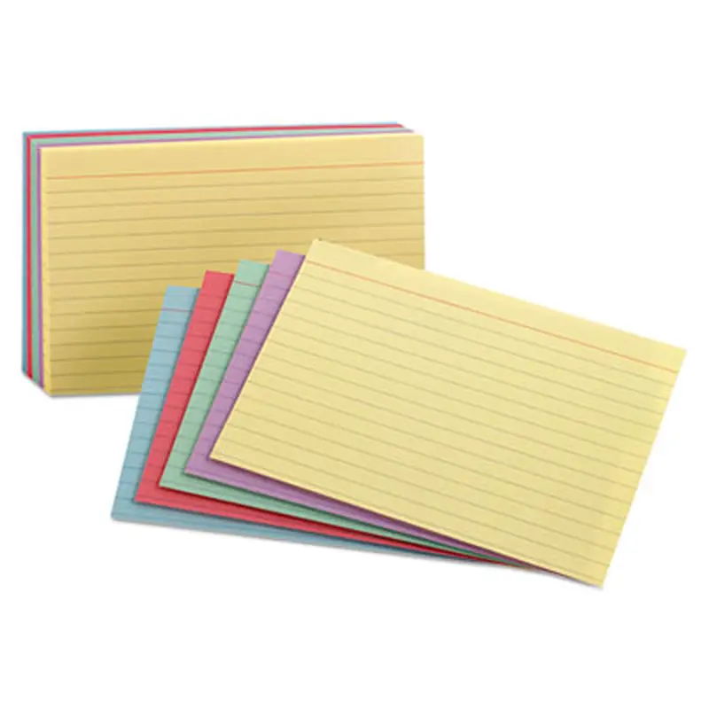 Ruled Index Cards, 3 x 5, Blue/Violet/Canary/Green/Cherry, 100/Pack - Index Cards | Oxford