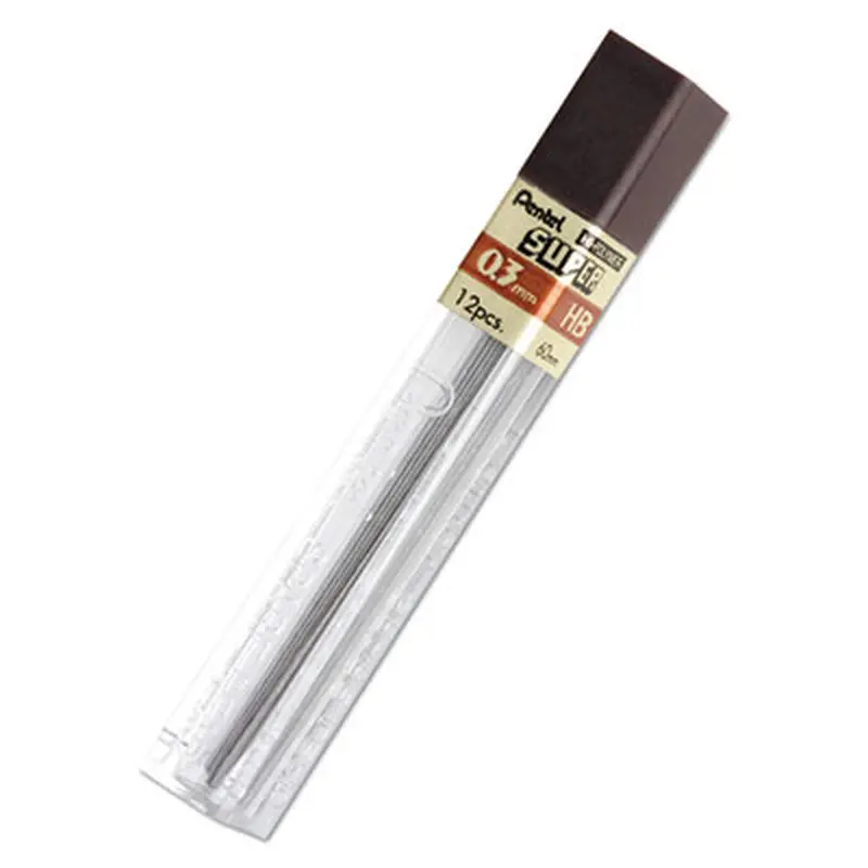 Super Hi-Polymer Lead Refills, 0.3 mm, HB, Black, 12/Tube - Pencil Lead | Pentel