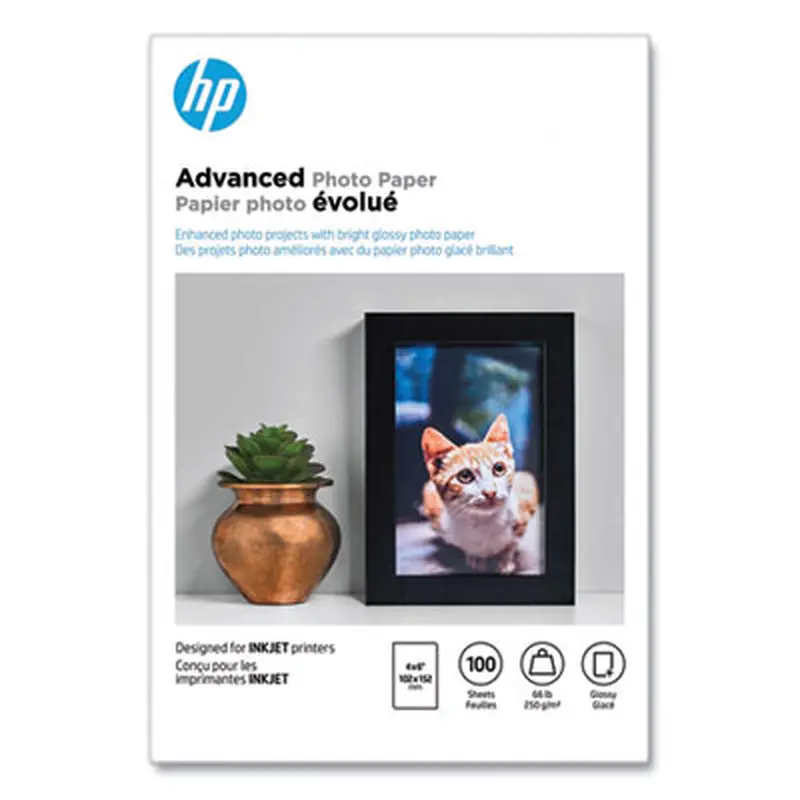Advanced Photo Paper, 10.5 mil, 4 x 6, Glossy White, 100/Pack - Photo Print Paper | HP