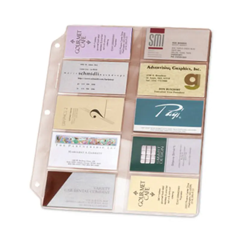Business Card Refill Pages, For 2 x 3.5 Cards, Clear, 20 Cards/Sheet, 10 Sheets/Pack - Card File Refills | Cardinal