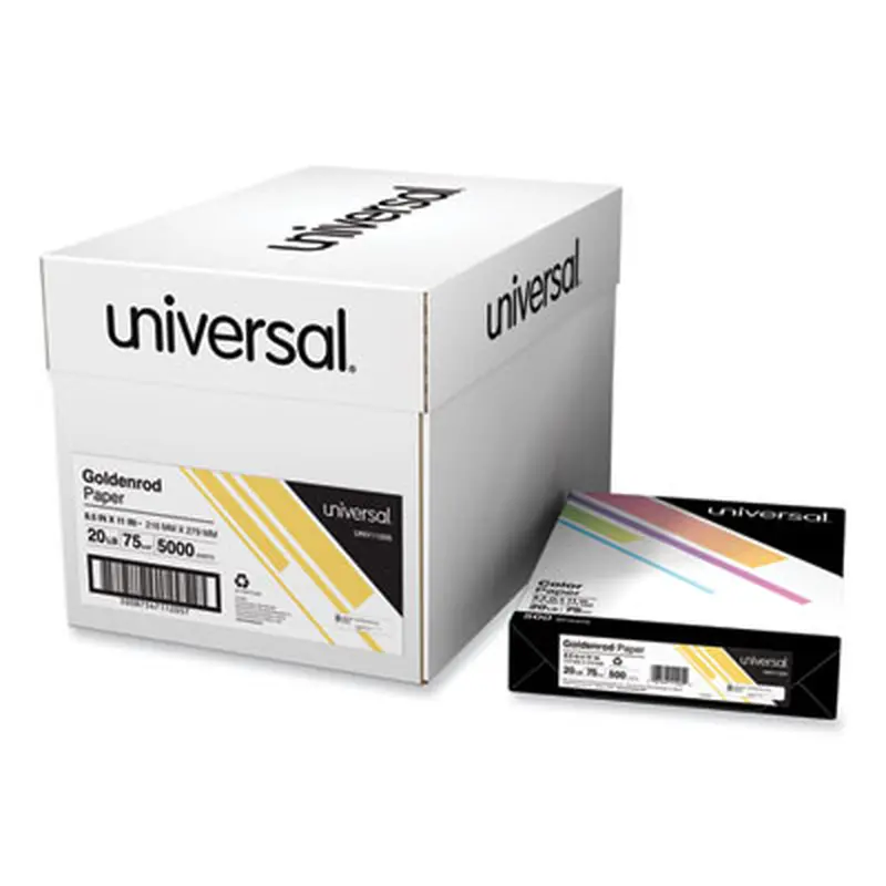 Deluxe Colored Paper, 20 lb Bond Weight, 8.5 x 11, Goldenrod, 500 Sheets/Ream, 10 Reams/Carton - Copy Paper | Universal
