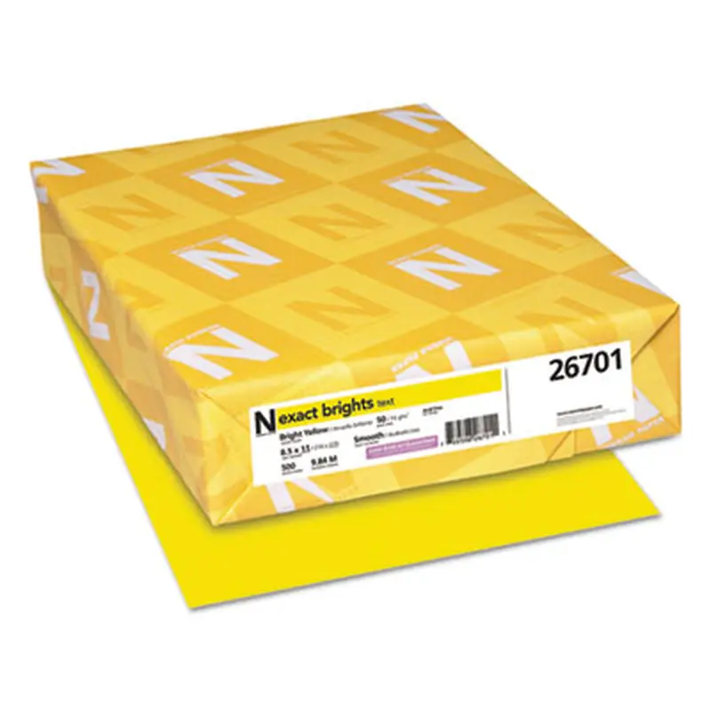 Exact Brights Paper, 20 lb Bond Weight, 8.5 x 11, Bright Yellow, 500/Ream - Copy Paper | Neenah Paper