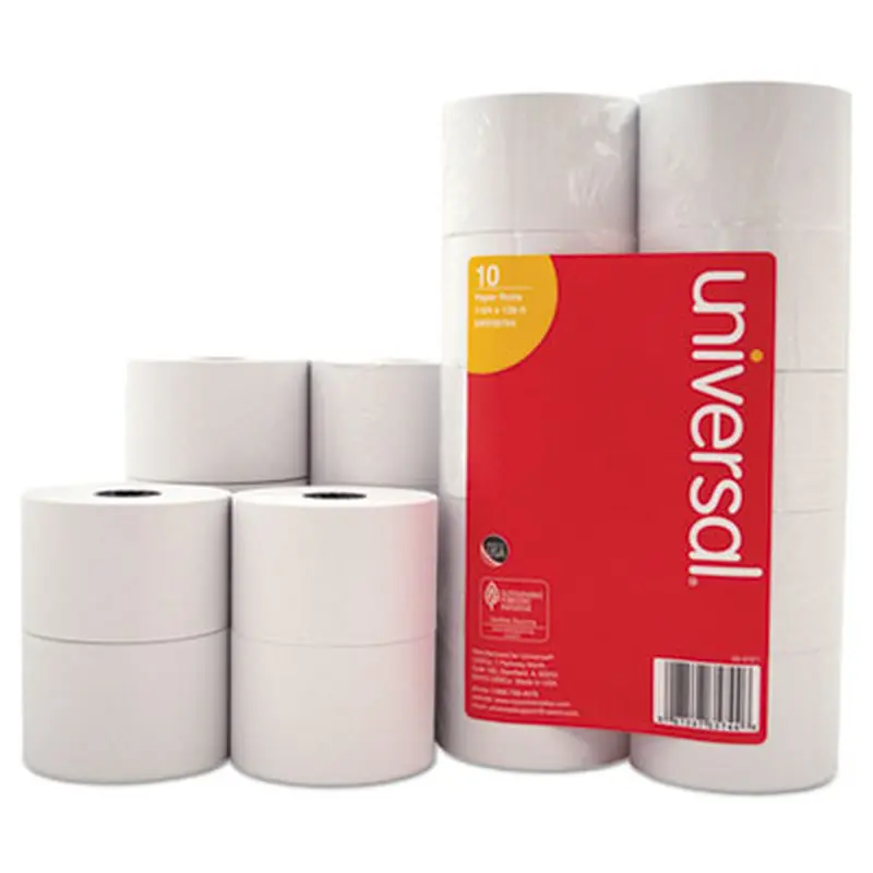 Impact and Inkjet Print Bond Paper Rolls, 0.5" Core, 1.75" x 138 ft, White, 10/Pack - Roll Paper | Universal