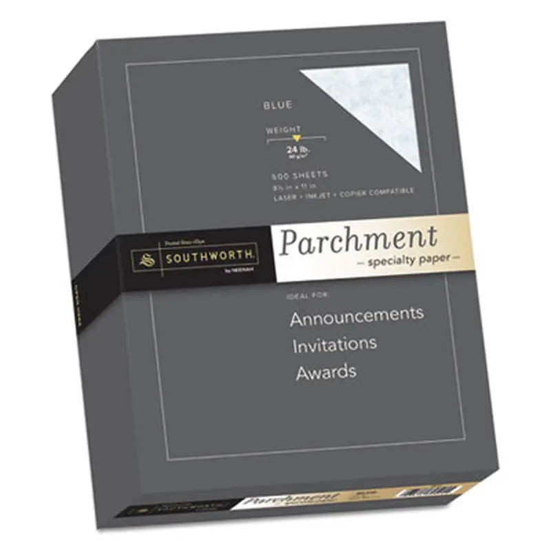 Parchment Specialty Paper, 24 lb Bond Weight, 8.5 x 11, Blue, 500/Ream - Resume/Stationery Paper | Southworth
