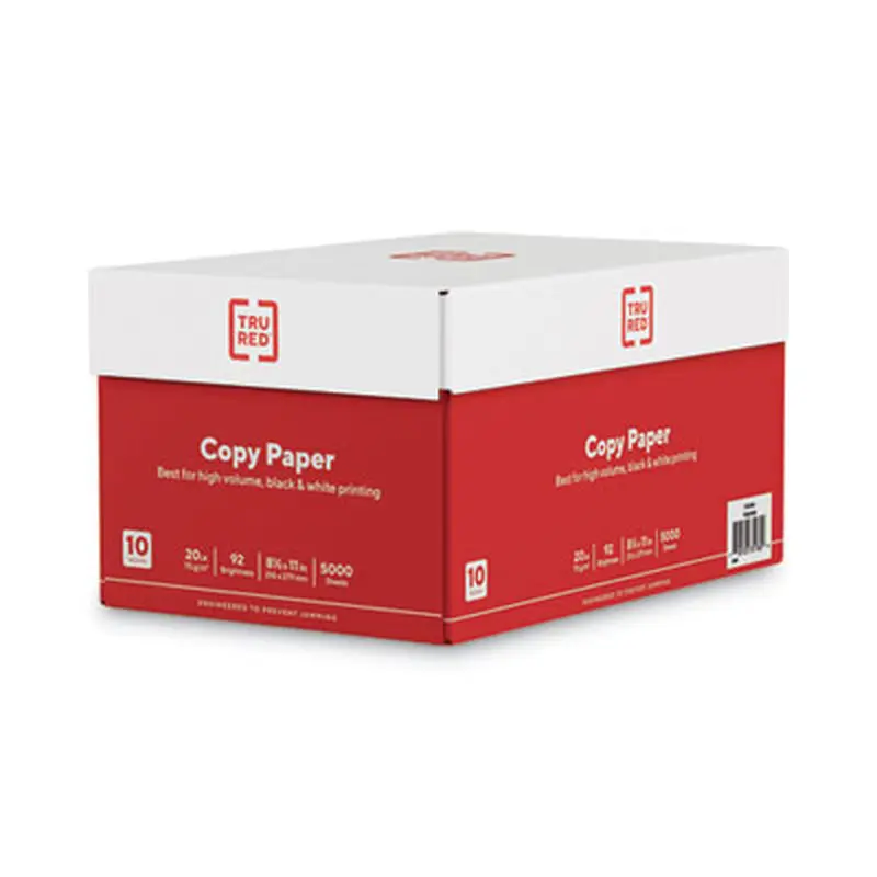 Printer Paper, 92 Bright, 20 lb Bond Weight, 8.5 x 11, 500 Sheets/Ream, 10 Reams/Carton - Copy Paper | TRU RED