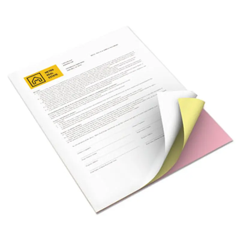 Vitality Multipurpose Carbonless 3-Part Paper, 8.5 x 11, Pink/Canary/White, 5,010/Carton - Computer Printout Paper | xerox