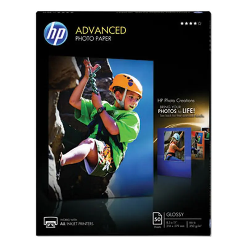 Advanced Photo Paper, 10.5 mil, 8.5 x 11, Glossy White, 50/Pack - Photo Print Paper | HP