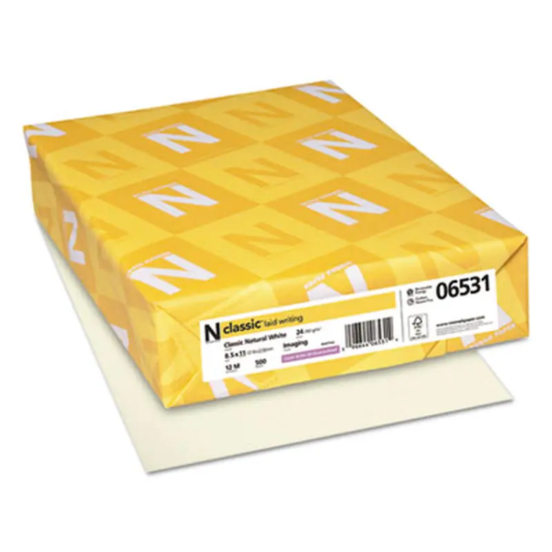CLASSIC Laid Stationery, 24 lb Bond Weight, 8.5 x 11, Classic Natural White, 500/Ream - Resume/Stationery Paper | Neenah Paper