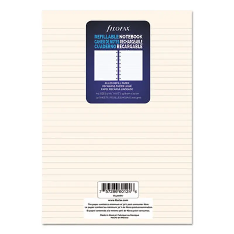 Notebook Refills, 8-Hole, 8.25 x 5.81, Narrow Rule, 32/Pack - Filler Paper | Filofax