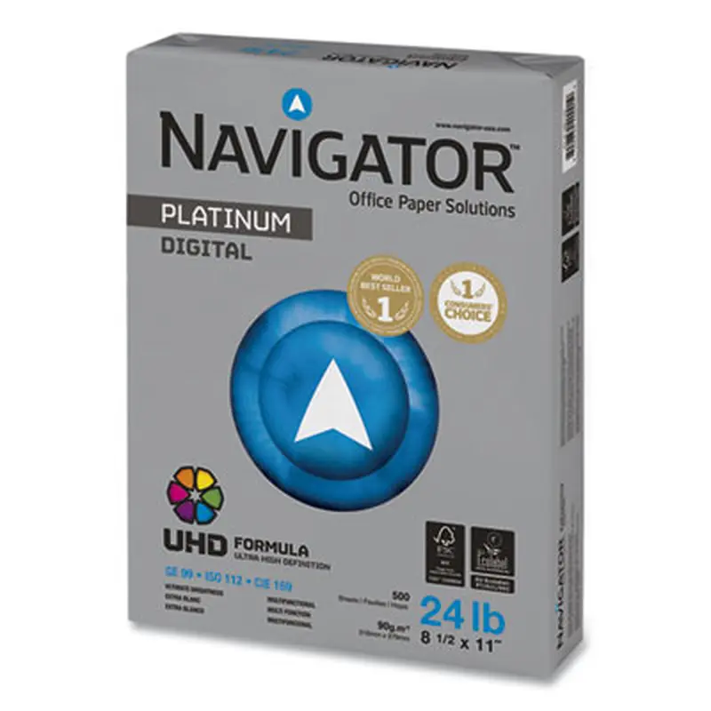 Platinum Paper, 99 Bright, 24 lb Bond Weight, 8.5 x 11, White, 500 Sheets/Ream, 5 Reams/Carton - Copy Paper | Navigator