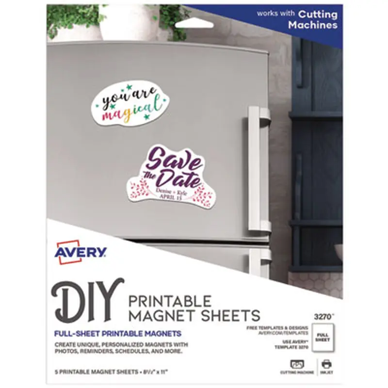 Printable Magnet Sheets, 8.5 x 11, White, 5/Pack - Magnetic Printable Sheets | Avery