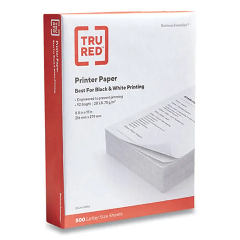 Printer Paper, 92 Bright, 20 lb Bond Weight, 8.5 x 11, 500 Sheets/Ream - Copy Paper | TRU RED