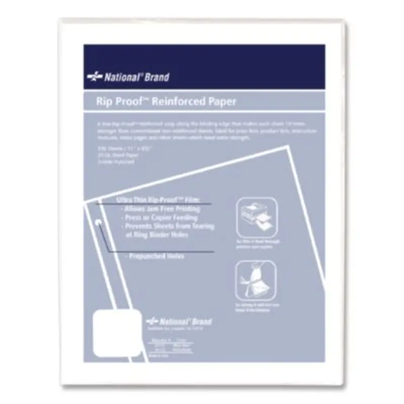 Rip Proof Reinforced Filler Paper, 3-Hole, 8.5 x 11, Unruled, 100/Pack - Filler Paper | National