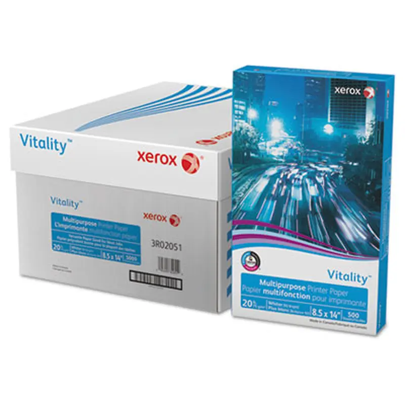 Vitality Multipurpose Print Paper, 92 Bright, 20 lb Bond Weight, 8.5 x 14, White, 500 Sheets/Ream, 10 Reams/Carton - Copy Paper | xerox