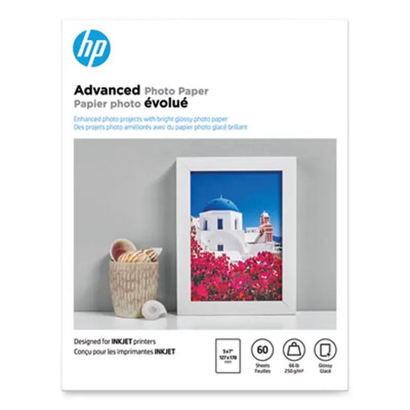 Advanced Photo Paper, 10.5 mil, 5 x 7, Glossy White, 60/Pack - Photo Print Paper | HP