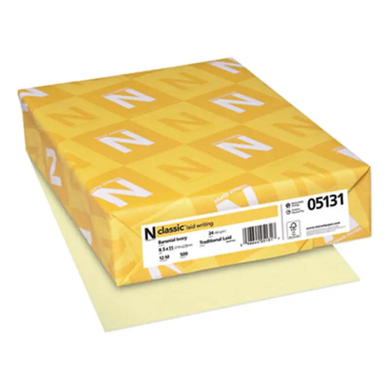 CLASSIC Laid Stationery Writing Paper, 24 lb Bond Weight, 8.5 x 11, Baronial Ivory, 500/Ream - Resume/Stationery Paper | Neenah Paper