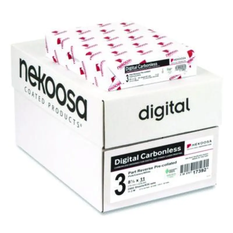 Fast Pack Carbonless 3-Part Paper, 8.5 x 11, Pink/Canary/White, 500 Sheets/Ream, 5 Reams/Carton - Computer Printout Paper | Nekoosa