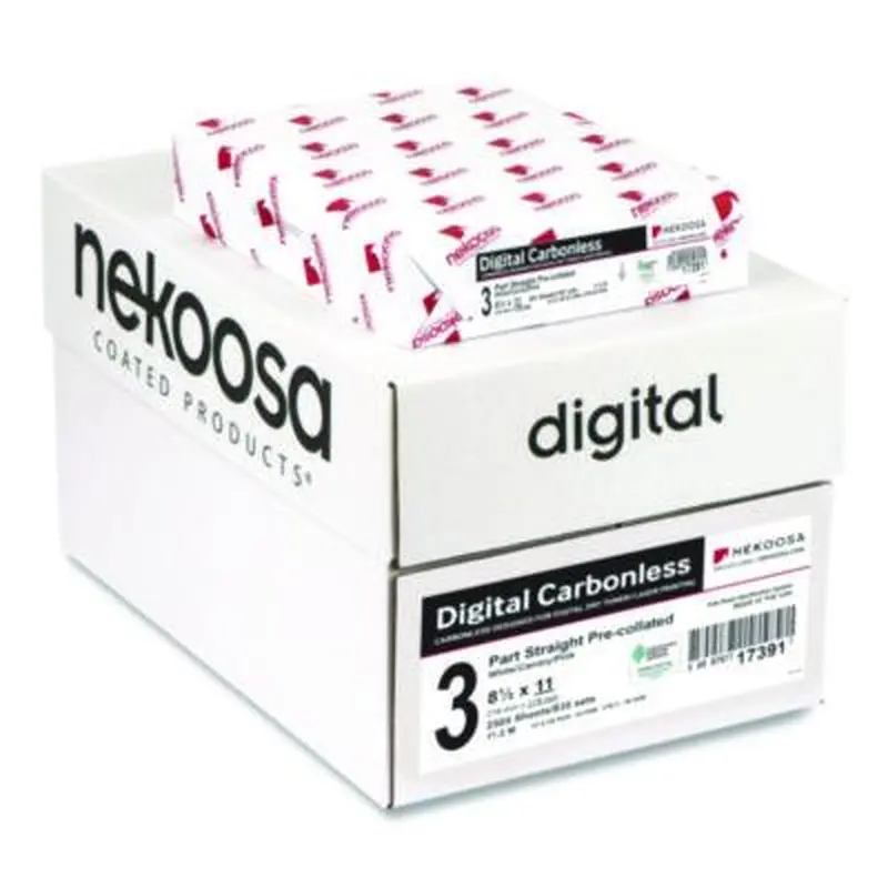 Fast Pack Carbonless 3-Part Paper, 8.5 x 11, White/Canary/Pink, 500 Sheets/Ream, 5 Reams/Carton - Computer Printout Paper | Nekoosa