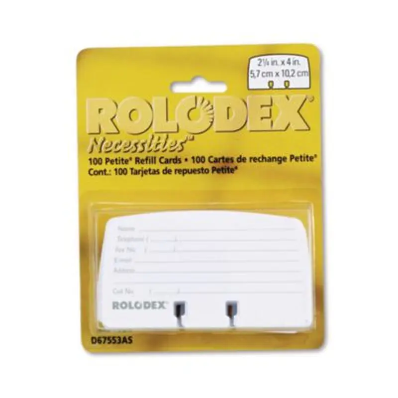 Petite Refill Cards, 2.25 x 4, White, 100 Cards/Pack - Card File Refills | Rolodex