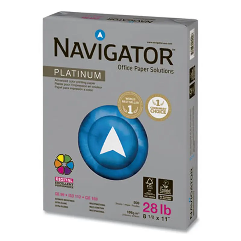Platinum Paper, 99 Bright, 28 lb Bond Weight, 8.5 x 11, White, 500/Ream - Copy Paper | Navigator