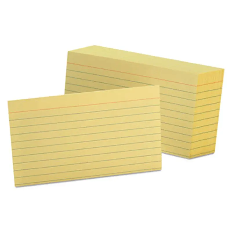 Ruled Index Cards, 3 x 5, Canary, 100/Pack - Index Cards | Oxford