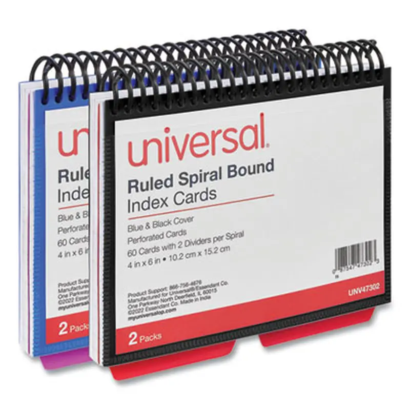 Spiral Bound Index Cards, Ruled, 4 x 6, White, 120/Pack - Index Cards | Universal