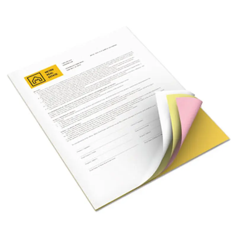 Vitality Multipurpose Carbonless 4-Part Paper, 8.5 x 11, Goldenrod/Pink/Canary/White, 5,000/Carton - Computer Printout Paper | xerox