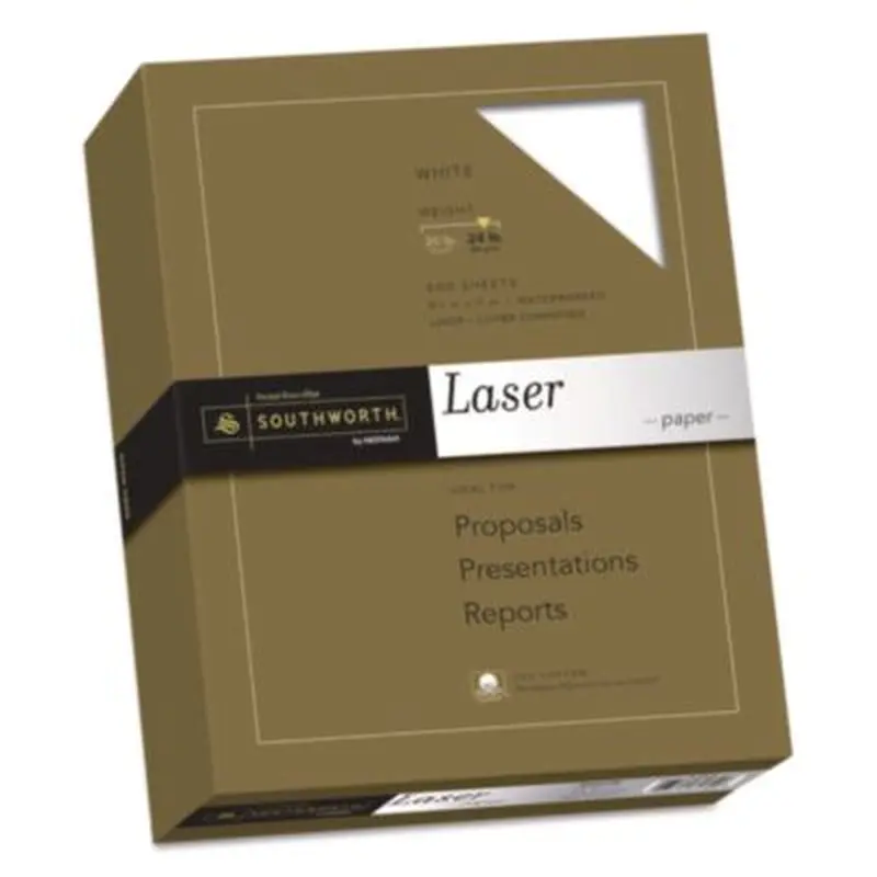 25% Cotton Laser Paper, 95 Bright, 24 lb Bond Weight, 8.5 x 11, White, 500/Ream - Resume/Stationery Paper | Southworth