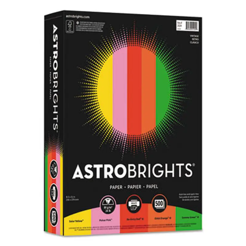 Color Paper -"Vintage" Assortment, 24 lb Bond Weight, 8.5 x 11, Assorted Vintage Colors, 500/Ream - Copy Paper | Astrobrights