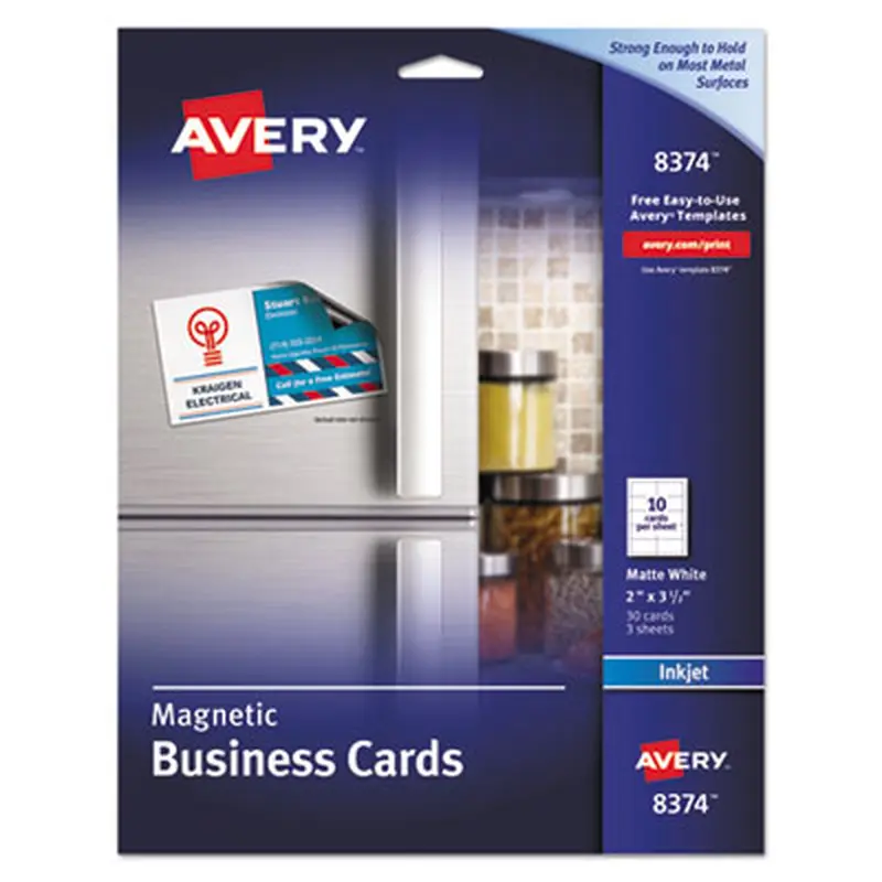 Magnetic Business Cards, Inkjet, 2 x 3.5, White, 10 Cards/Sheet, 3 Sheets/Pack - Business Cards | Avery